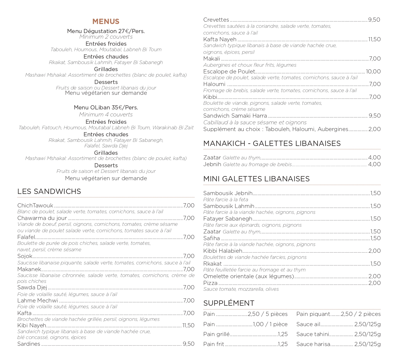 Scan du Menu disponible à Oliban La Bascule - partie 2
