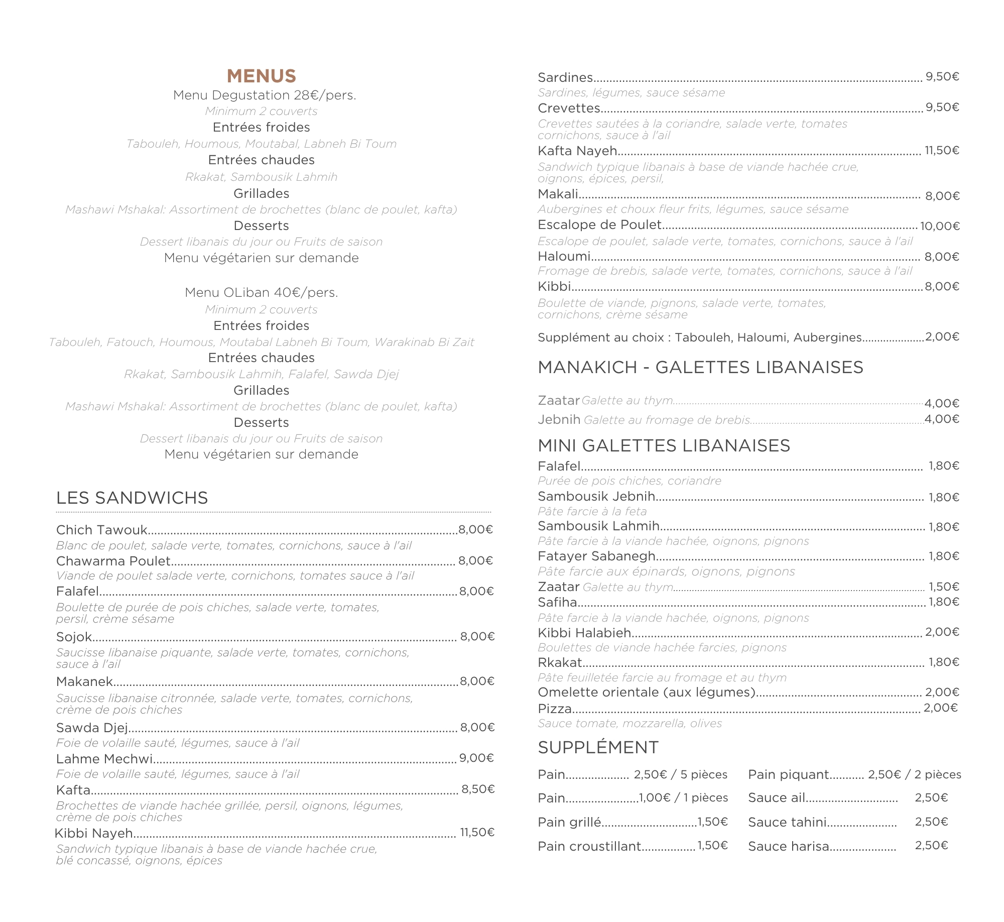 Scan du Menu disponible &agrave; Oliban La Bascule - partie 2