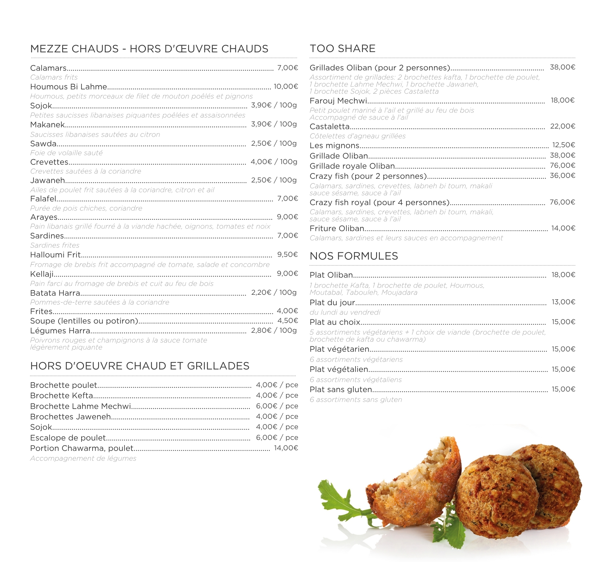 Scan du Menu disponible &agrave; Oliban La Bascule - partie 4
